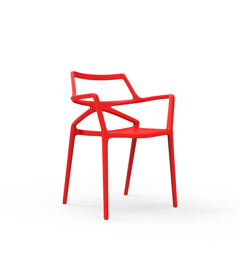 Delta chair with armrests red