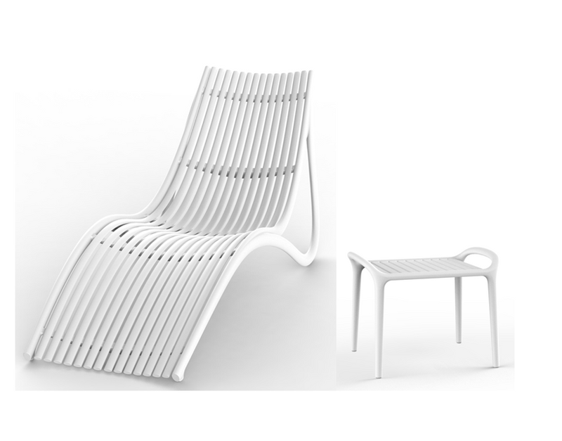 Ibiza sun lounger with side table white