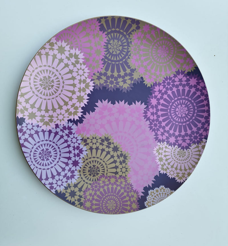 Round Laminated Tray Mosaic Parme 49 cm