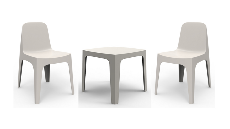 Solid chairs and dining table ecru