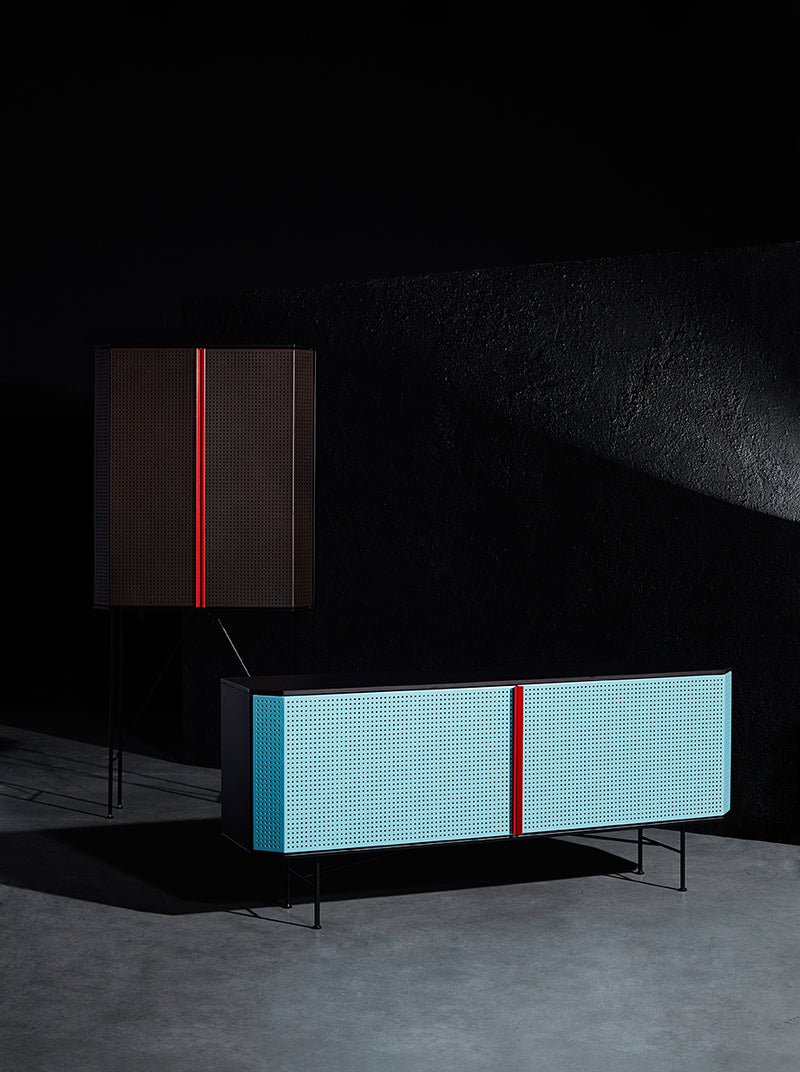 Perf sideboard with steel top