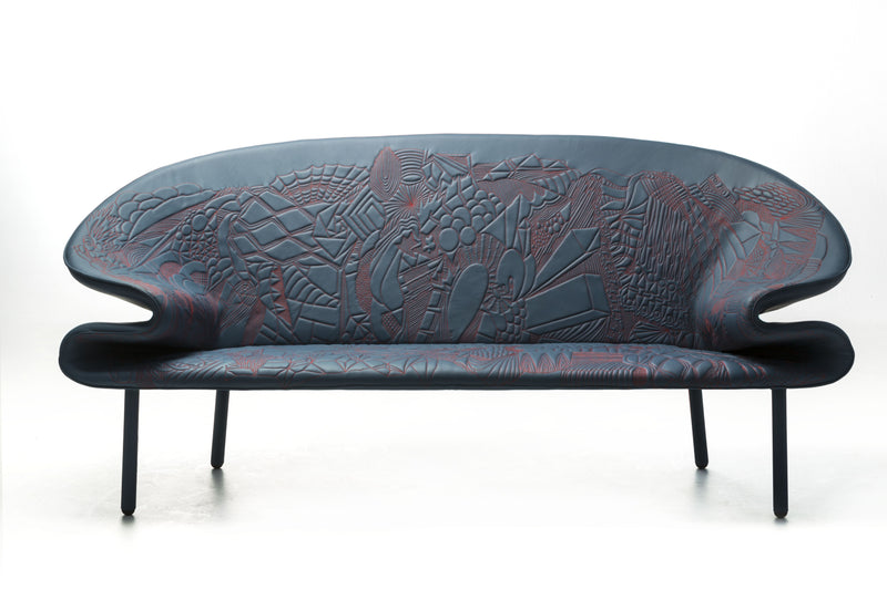 Doodle Sofa Embroidered Leather 