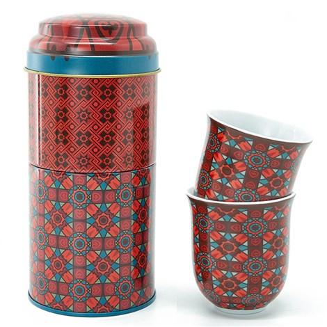 Tin box with 2 coffee cups 90ml Kalea