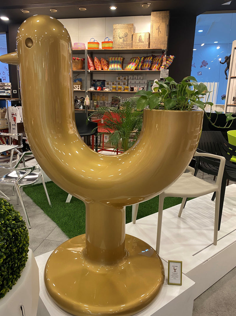 Peacock planter champagne glossy